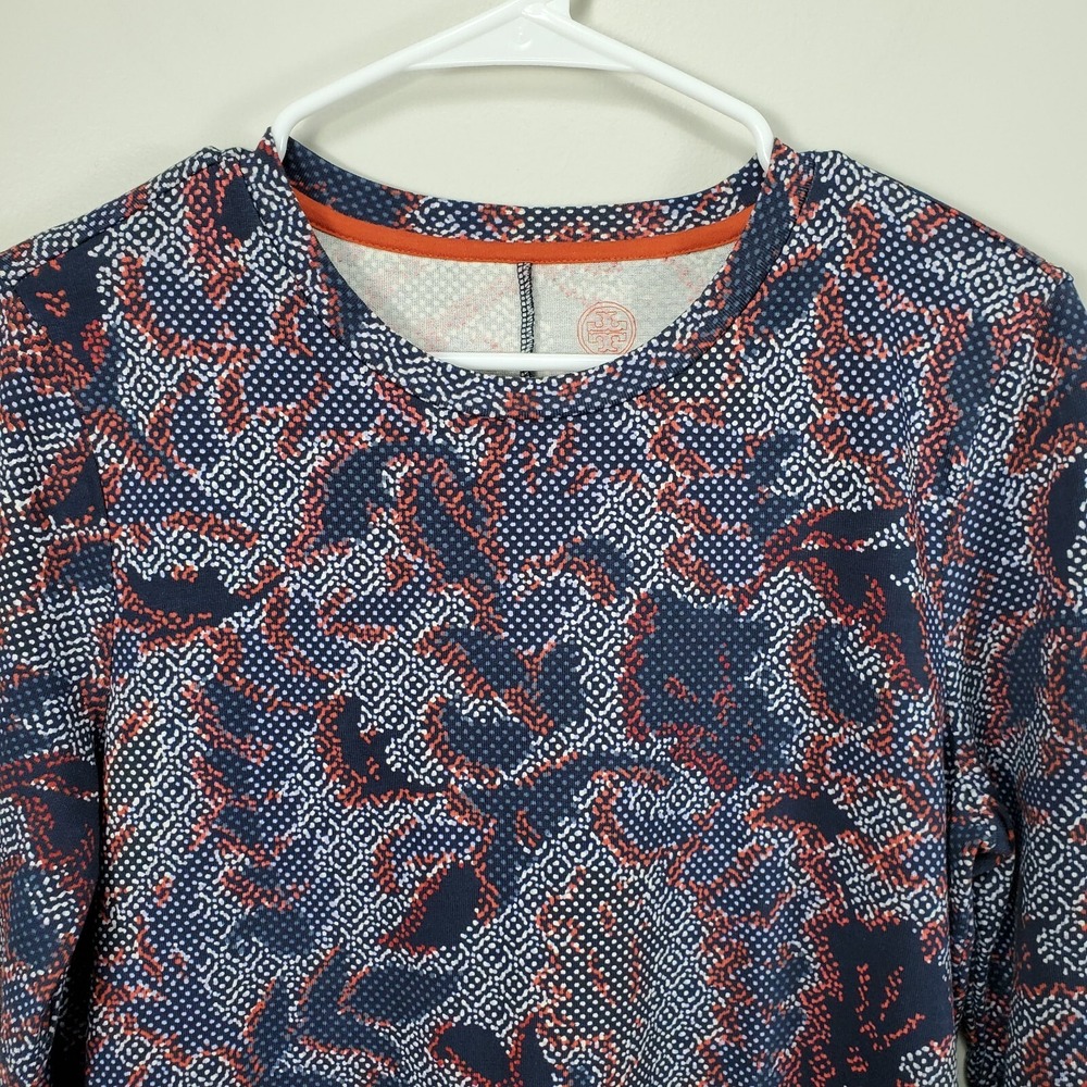 Tory Burch Dahlia Dress Size M Long Sleeve Navy Floral Drop Waist Pima Cotton - Picture 4 of 11